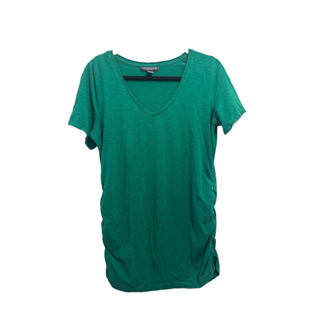 A Pea in the Pod Maternity V-Neck Ruched Sides TShirt Size Medium Kelly Green